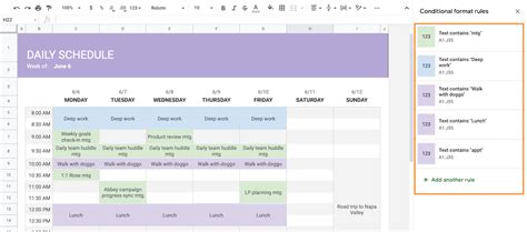 create  schedule  google sheets design talk