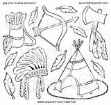 Bow Native American Clipart Teepee Arrows Headdress Tomahawk Illustration Visekart Royalty Vector Clip 2021 sketch template