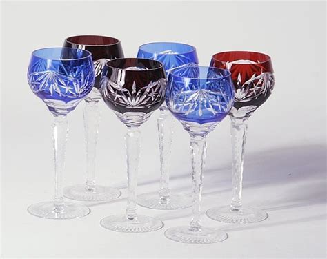 Set Of Six Crystal Cut Wine Glasses 20th Century Catawiki