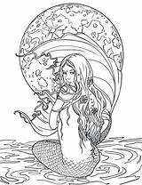 Coloring Mermaid Pages Adult Mermaids Adults Realistic Cute Beautiful Fantasy Detailed Fairy Color Printable Siren Sheets Mandala Easy Book Print sketch template