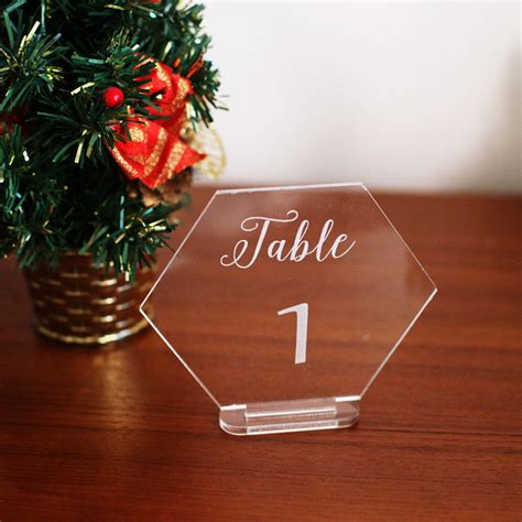hexagon mirror gold table number wedding standing numbers