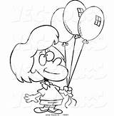 Balloons Holding Girl Drawing Birthday Coloring Cartoon Vector Three Outlined Balloon Bunch Getdrawings Ron Leishman Royalty sketch template