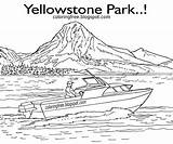 Coloring Yellowstone Park Printable National Lake Color Lagoon Wildlife American Kids Pages Boat Drawings Realistic Angling Teenagers Printables Ship Vacation sketch template