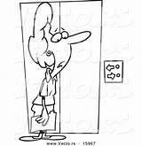 Elevator Outlined Confused Businesswoman Toonaday sketch template