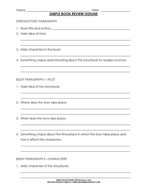 simple  paragraph book review  report outline form book