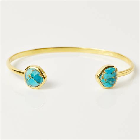gold plated turquoise cuff bangle carrie elizabeth