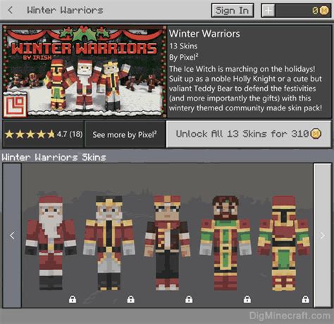 winter warriors skin pack  minecraft