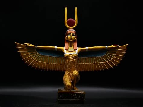 Egyptian Goddess Isis Open Wings Large Statue 2 Color Made Etsy