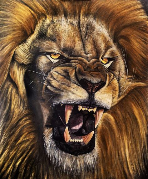 rugido de leon la pintura al oleo etsy lion images lion painting