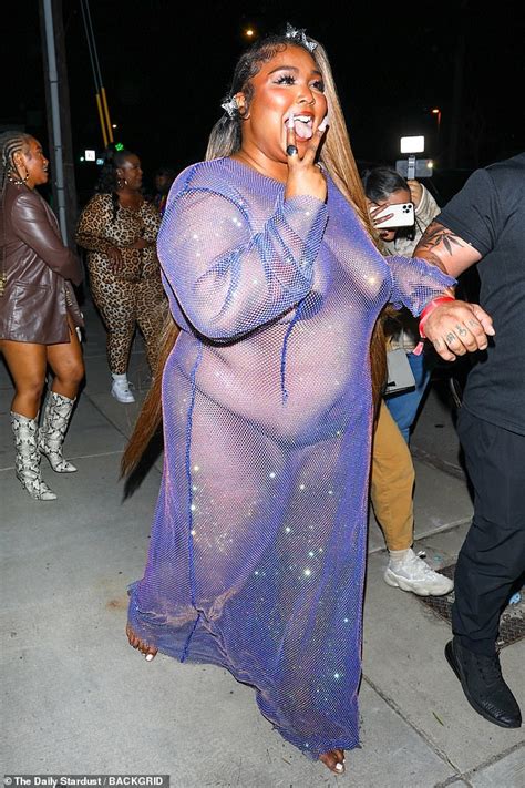 lizzo leaves nothing to the imagination in a see through purple gown at