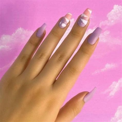 purple sky nails purple cloud nails pink sky nails pink etsy