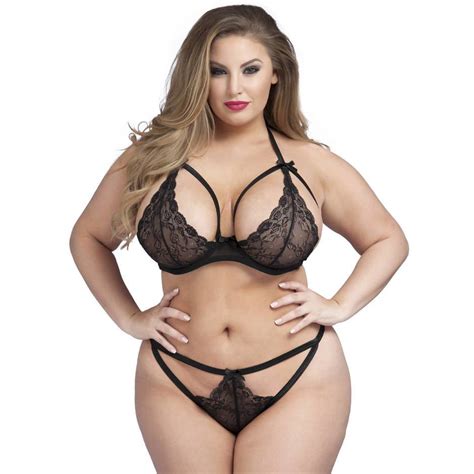 Lovehoney Plus Size Underwired Lace Triangle Bra And