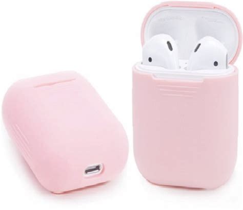 bolcom airpods silicone case cover hoesje voor apple airpods licht roze