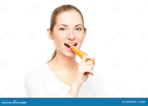 eating carrot stock photo image  close girl bite