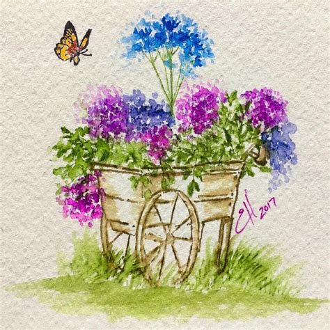 Art Impressions Wonderful Watercolor Handmade Card With Flower Cart