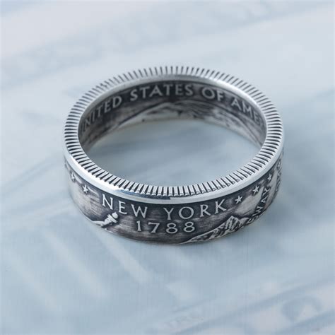 silver quarter coin ring  york size  joshs coin rings touch  modern