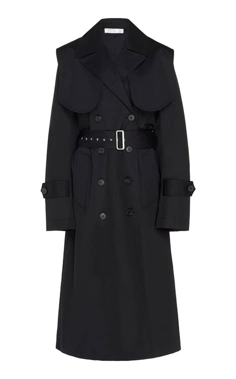 Victoria Beckham Double Breasted Cotton Trench Coat In Black Lyst