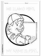 Pipo Vocabulario Vuelta Llamo Fichas Colorea Juegoseducativospipo Educativo Pintar Smurfs Elearning Ordenador sketch template