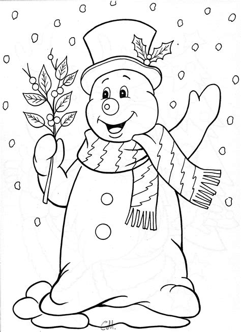 snowman easy cute christmas coloring pages  snowman   type