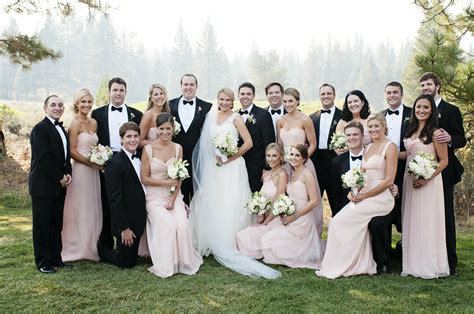 blush and black wedding party