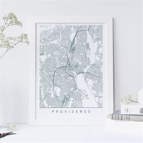 providence map minimalist providence art print customizable etsy