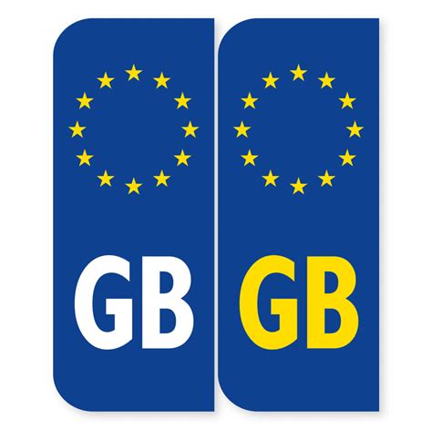 reflective gb number plate  european stars flag  adhesive