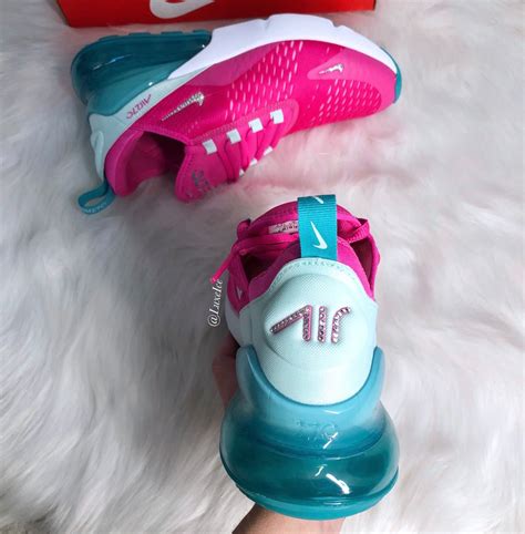 Nike Air Max 270 Pink Girls Womens Customized With Swarovski Crystals