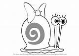 Spongebob Snail Draw Squarepants Drawing Step Cartoon sketch template