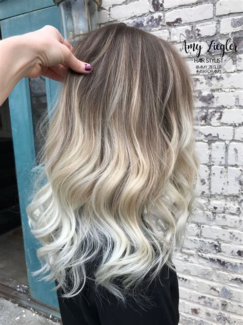 Platinum Blonde Balayage Ombre With Natural Root By Amy