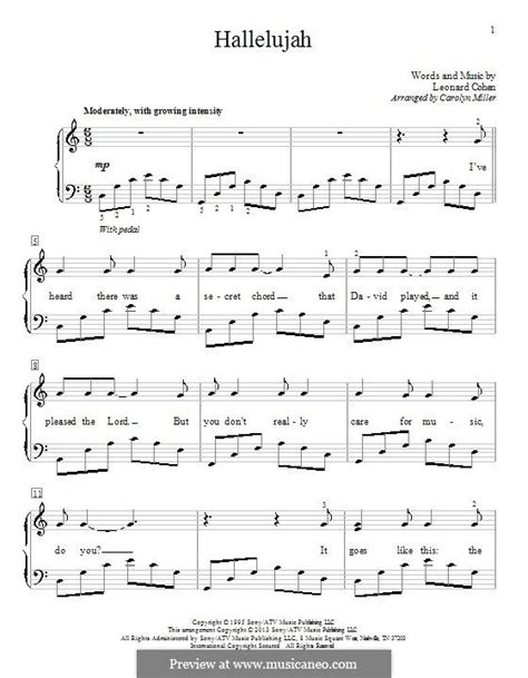 Piano Version Hallelujah By L Cohen Piano Piano Sheet Music