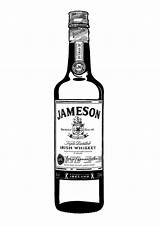 Whiskey Jameson Clipart Bottle Irish Drawn Illustration Hand Cliparts Print Library A3 sketch template