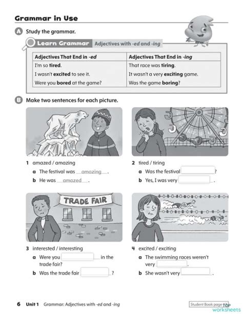 oxford discover  unit  grammar ed  ing interactive worksheet topworksheets