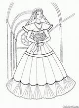 Dress Coloring Long Brides Pages Girls Colorkid Veil sketch template