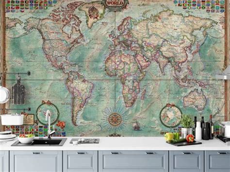 world map wallpaper wall murals wallsauce