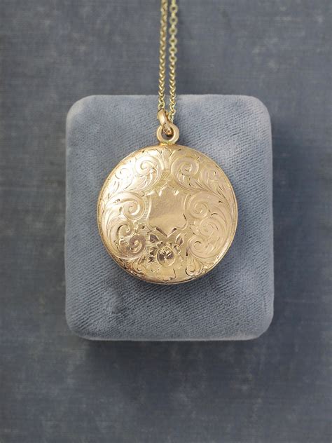antique gold locket necklace wh  large  photo pendant timeless beauty