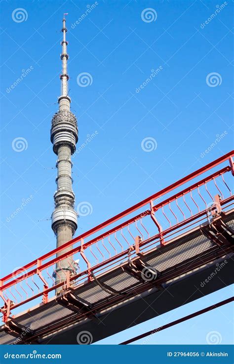 tv tower stock photo image  modern blue overpass