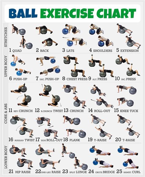 Printable Ball Exercise Chart Workout Log Workout Chart Bodyweight