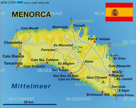 map  menorca island  spain welt atlasde