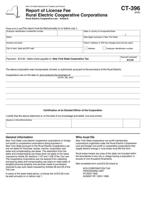 form ct  report  license fee rural electric cooperative