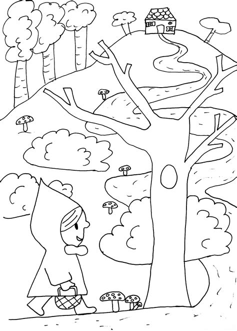 red riding hood easy tales kids coloring pages