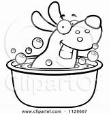 Tub Dog Clipart Cartoon Soaking Coloring Outlined Happy Vector Cory Thoman sketch template