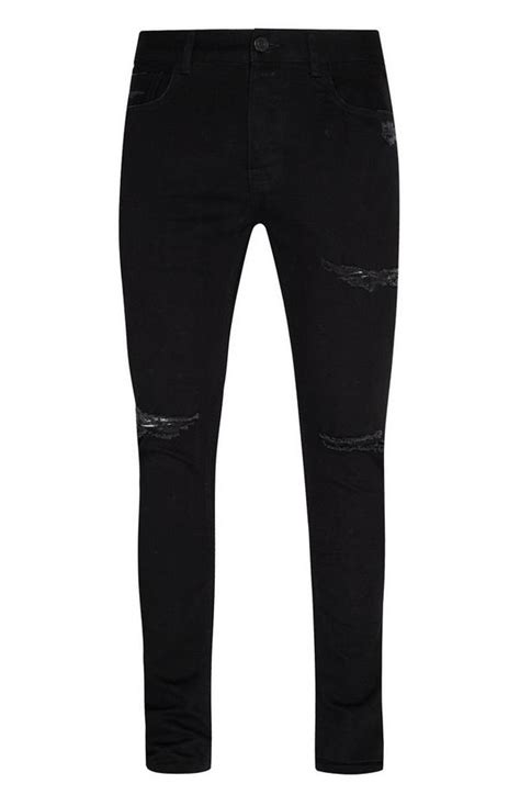 zwarte skinny jeans met scheuren jeans voor heren herenkleding