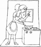 Cooking Coloring Pages Kitchen Utensils Mother Drawing Getcolorings Getdrawings Printable Color sketch template