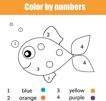 coloring page  fish character color  numbers educational children