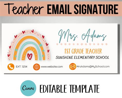 teacher email signature email template  teachers email etsy
