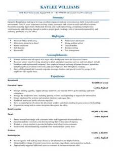 Free online resume receptionist