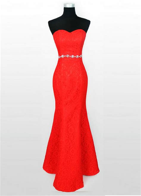 red one shoulder lace evening dress cheap image 1300704 by korshun