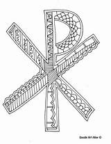 Coloring Christian Pages Symbols Choose Board Chi Rho sketch template