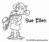 Ellen Saxophone Sue Coloring Playing Pages Activity sketch template