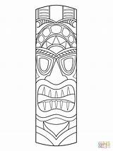 Tiki Coloring Totem Hawaiian Pole Hawaiana Masque Colorare Disegni Hawaiano Supercoloring Tikki Maske Masken Poles Maori Disfraz Tembo Ausmalen Luau sketch template